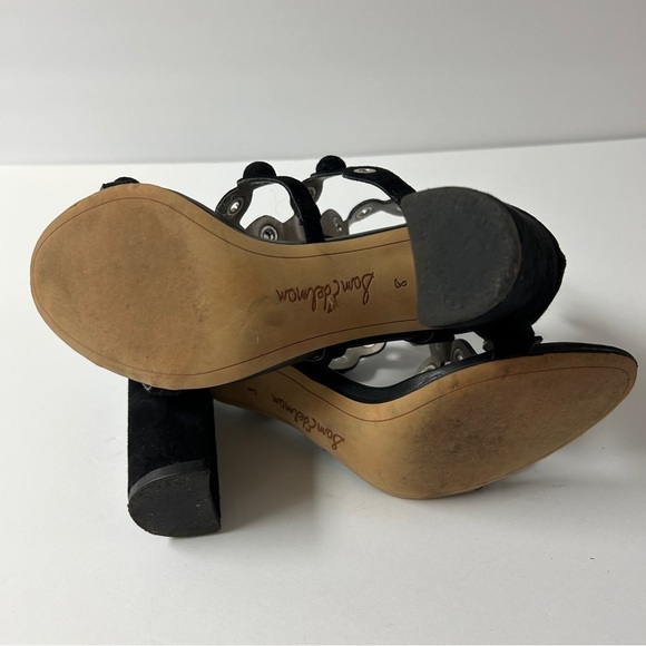 Sam Edelman Black Suede and Grommet Cage Heels 8 - Picture 8 of 9